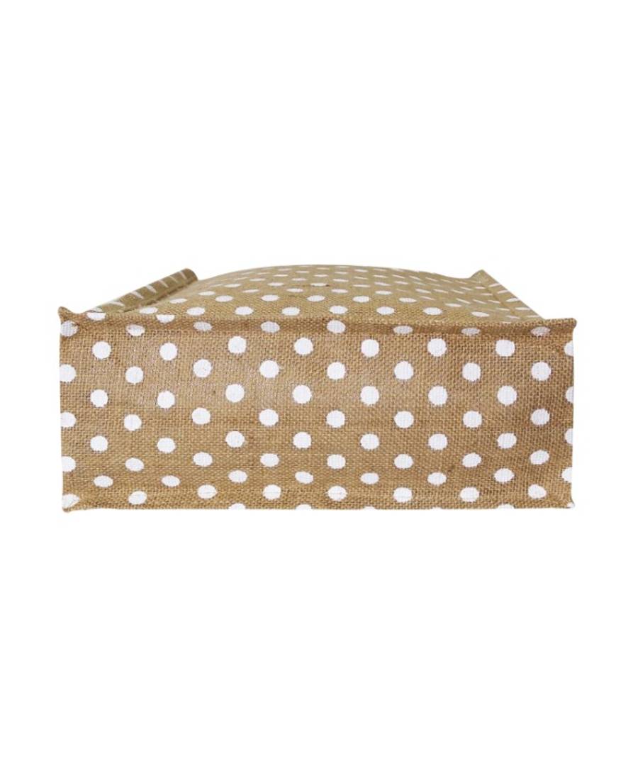 Trendy Jute Polka Dot Lunch Bag